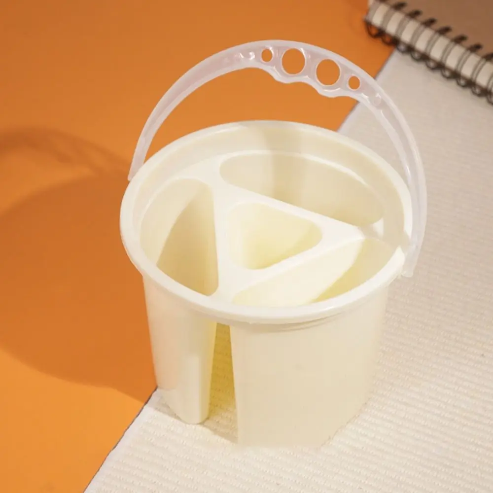 2 Pcs Thickened Design Paint Brush Wash Bucket Translucent with Handle Art Brush Bucket Multifunctional Portable