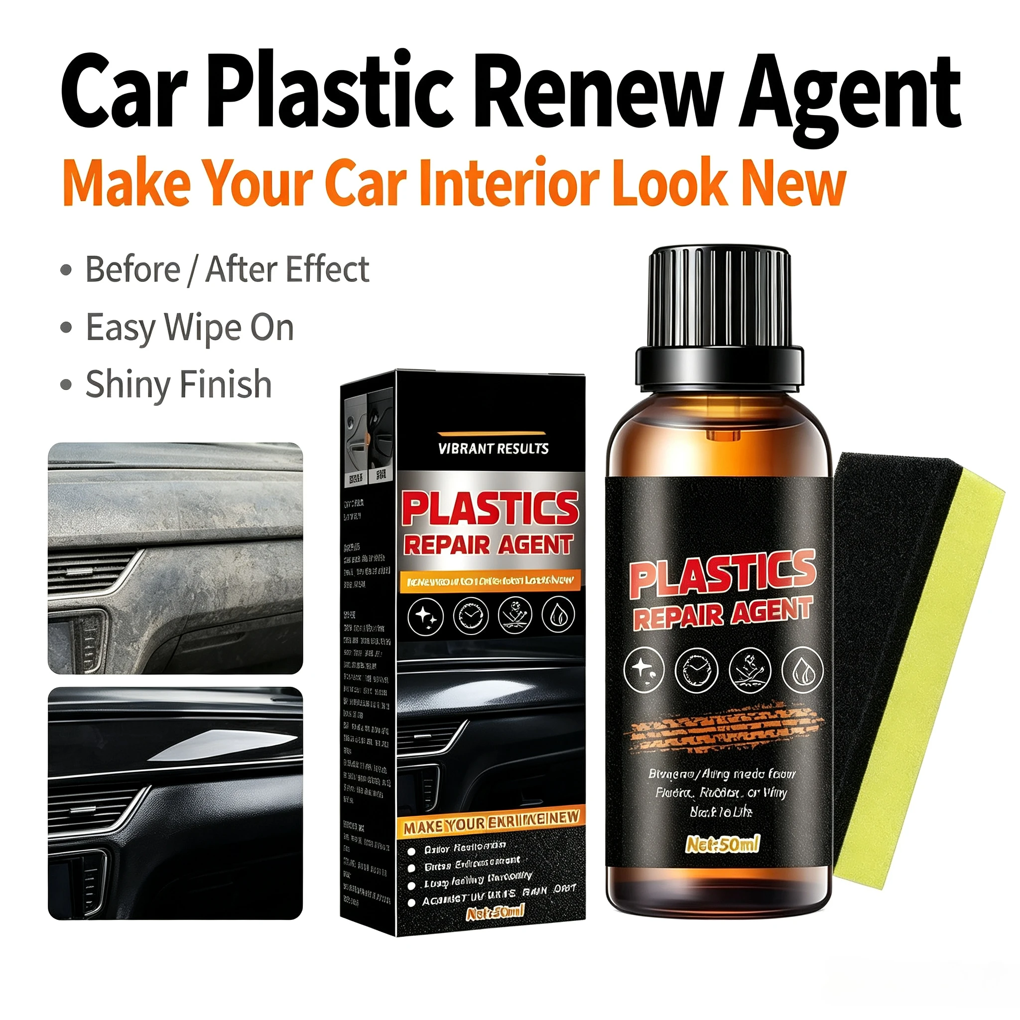 UV Resistant Car Plastic Restorer Back To Black Gloss Auto Plastic Renovation Revitalizing Coating Agent For Daily Auto Care