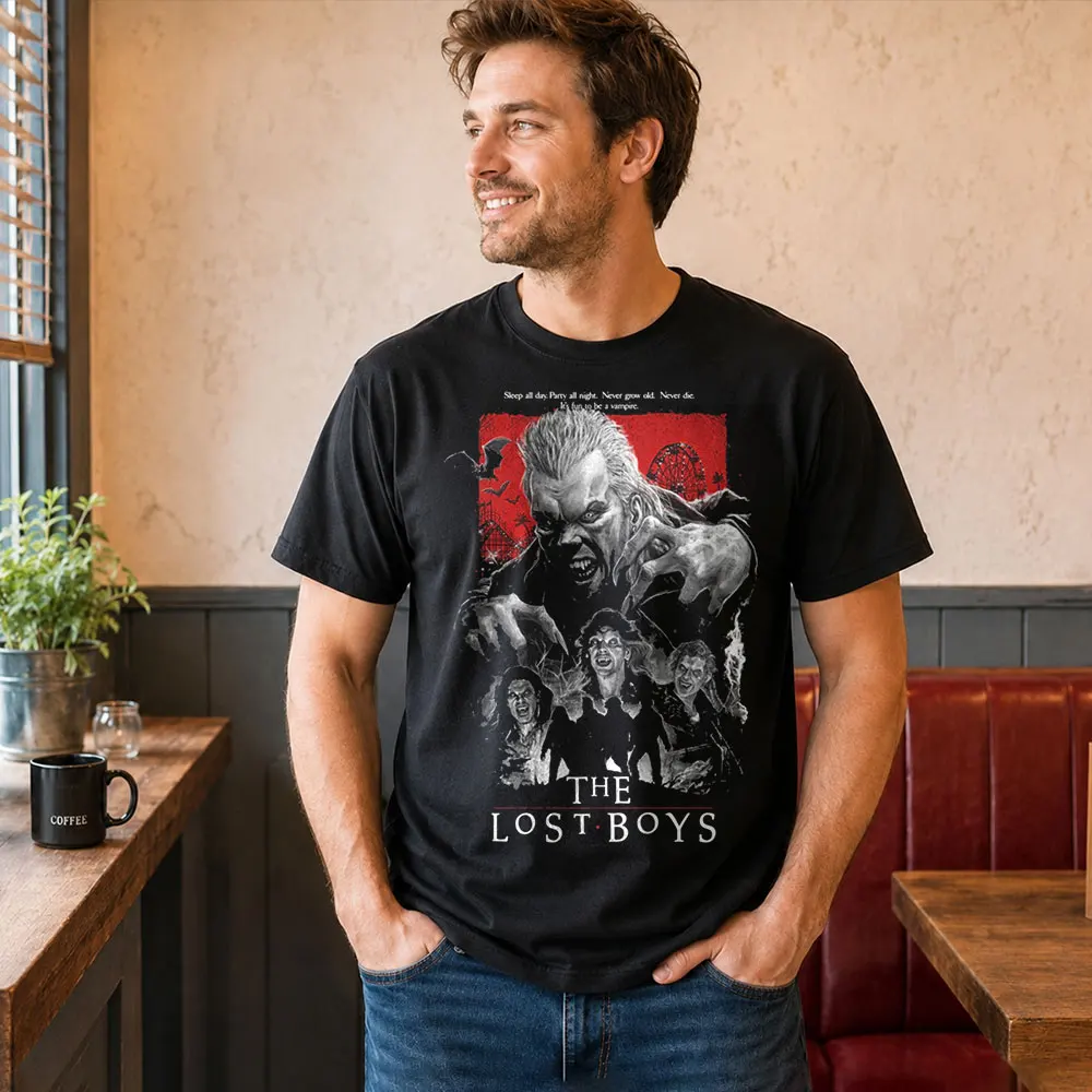 David The lost boys Graphic T-Shirt Retro Vampire Horror Series Santa Carla boys Print Tee Short Sleeve Casual Shirt US Size Top