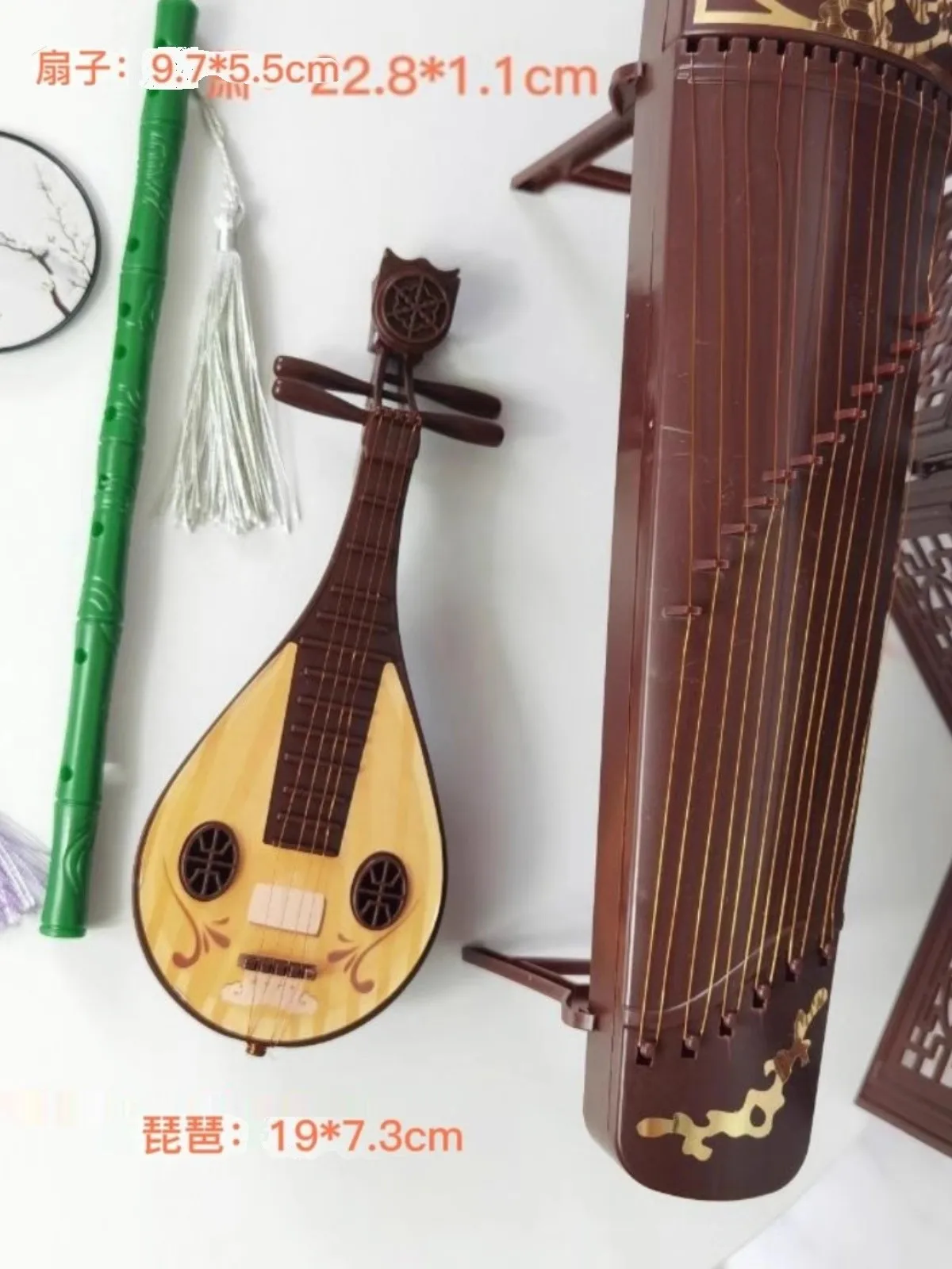 شاشة صينية عتيقة قابلة للطي، دعائم تصوير Guzheng Pipa، ديكور سطح المكتب، خلفية كشك الصور على الطراز الشرقي #4