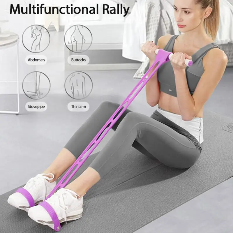 Tension Rope 4 Tube Puller Pedal Ankle Abdominal Exerciser Elastic Sit Up Pull Rope Home Gym Sport Training