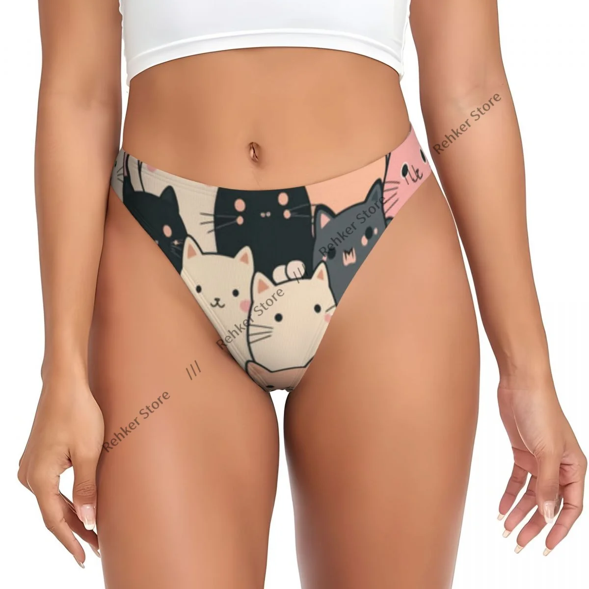 Sexy G-string Thongs Women Panties Cats Colorful Pattern Underwear Lingerie Tanga