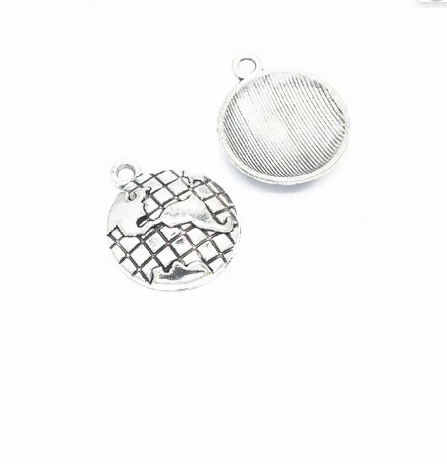 40pcs 24x20mm Nice World Map Charms Metal Globe Pendant Keychain Pendientes Crafting Jewelry Supplies F0236