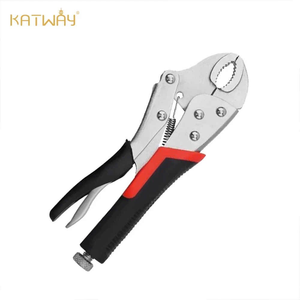 KATWAY Curved Jaw, Straight Long Nose Welding Tools, 5 Inch Multi-Function Lock Pliers HH-AA45