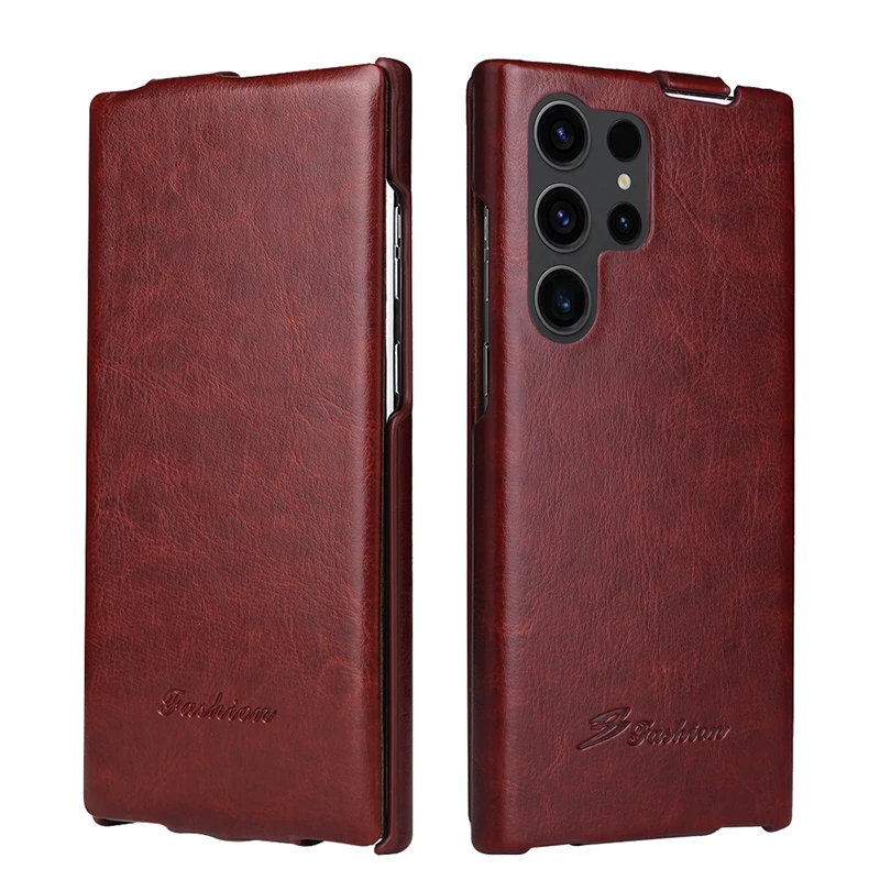 Neue Luxus Ultradünne Einfarbig Leder Flip Telefon Fall Für Samsung S25 Ultra Plus S23 S22 S24 Ultra Plus Stoßfest Zurück abdeckung