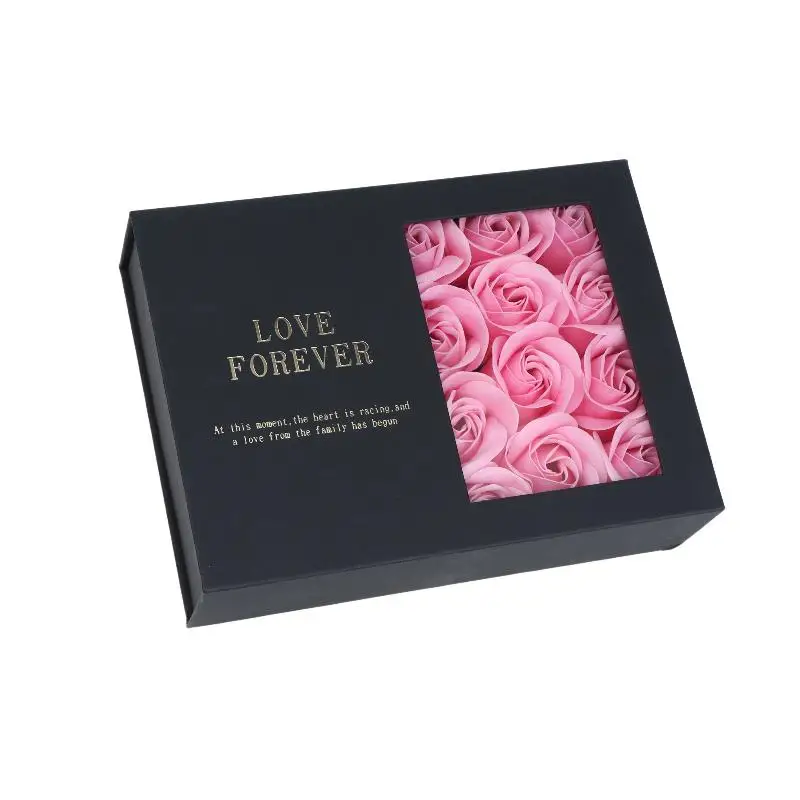 12 Rosen Seifenblumen Schmuck Geschenkbox mit Geschenktüte Valentinstag Geschenkbox für Halsketten Ohrringe Ringe Verpackungsbox – Detail 10