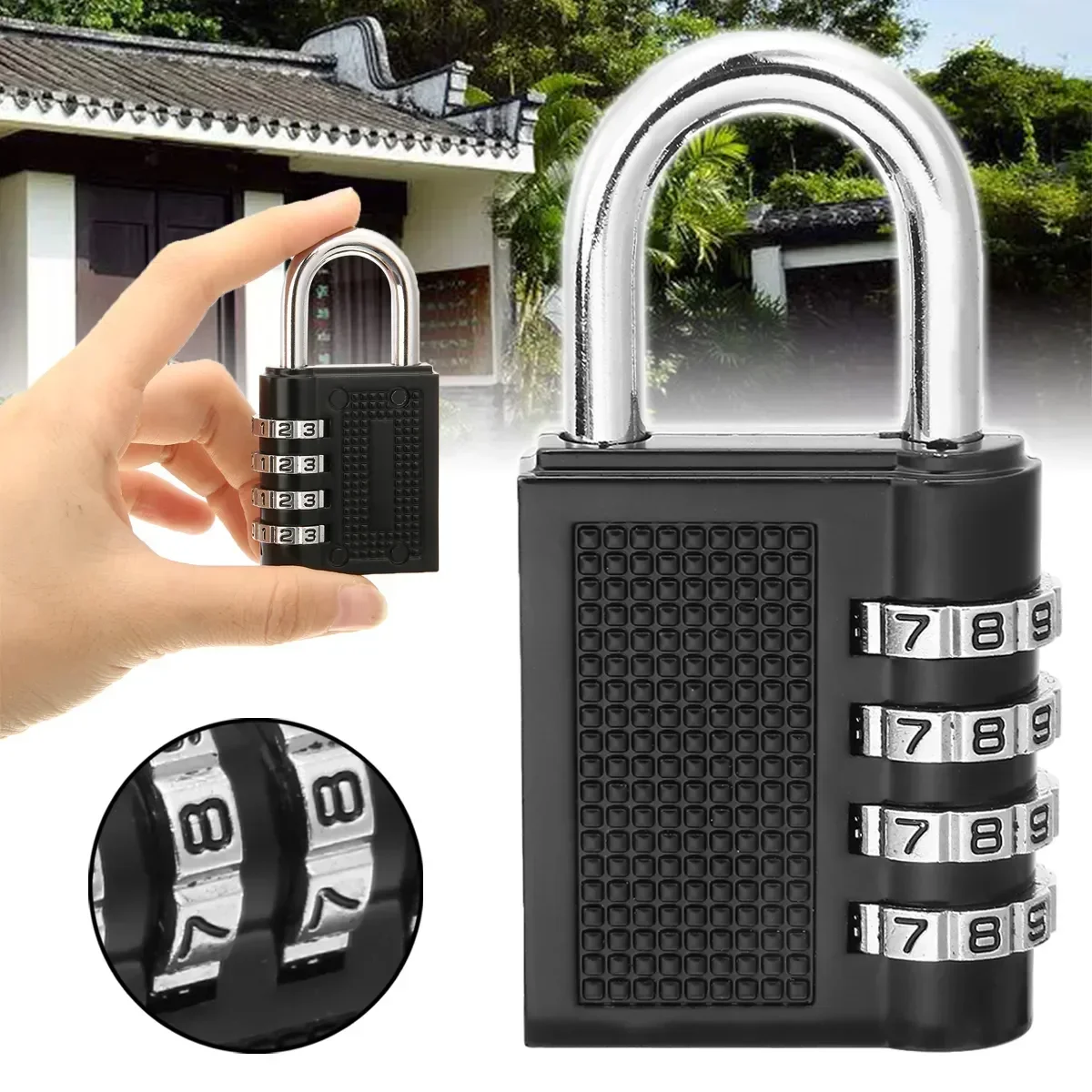 Padlock Password Locks 4 Digit Long Shackle Waterproof Password Padlock Pad Lock for School Locker Gym Locker Fence Gate