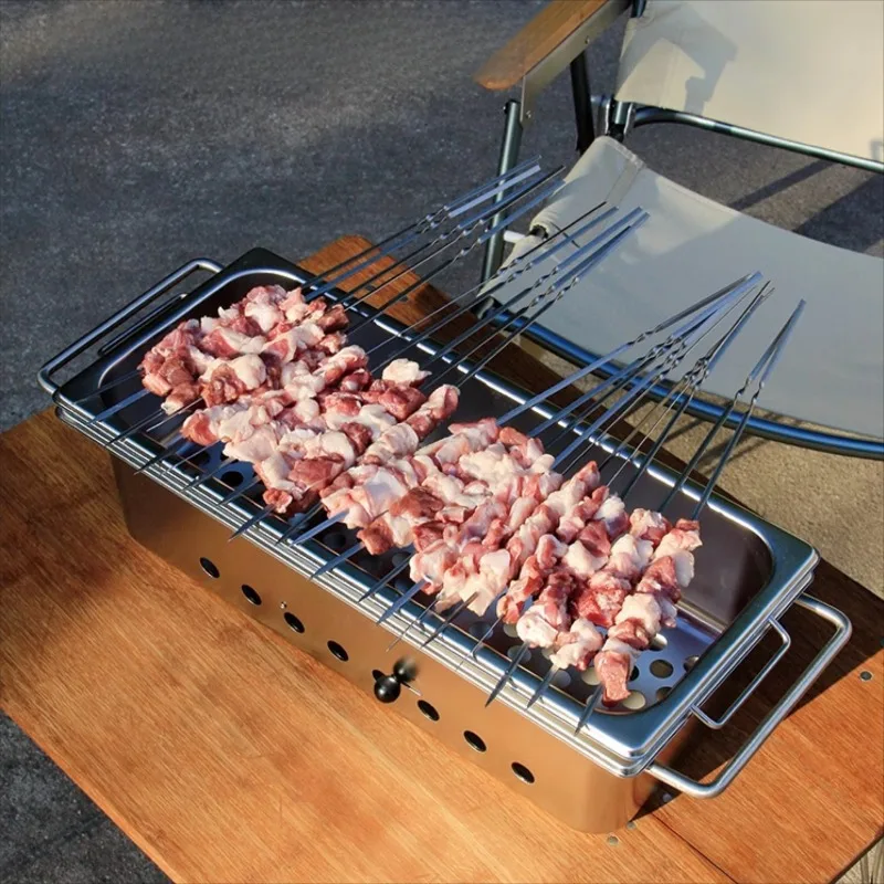 

1PC Barbecue Grill Outdoor Household Mini Stainless Steel Charcoal Portable Small Indoor Camping Stove BBQ Tools