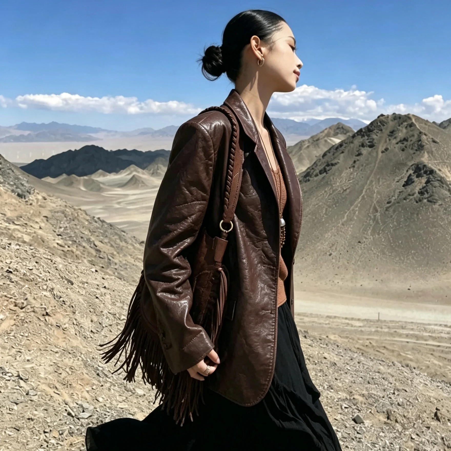 RU 2026 New Women Notched Lapel Single Breasted Faux Leather Long Sleeve Jacket Autumn Winter Commuter Look