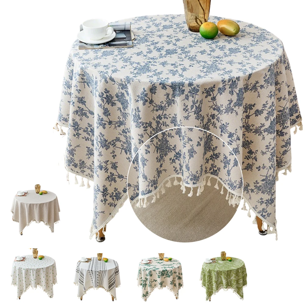 Round Tablecloth with Tassels Stretch Home 70/90/100/140cm Decorative Tablecloths Four Season Universal Manteles De Mesa Redonda