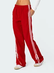 Women’s Long Sweatpants Loose Comfortable Side Striped Bow Elastic Low Waist Active Pants with Side Pocket Spring Fall