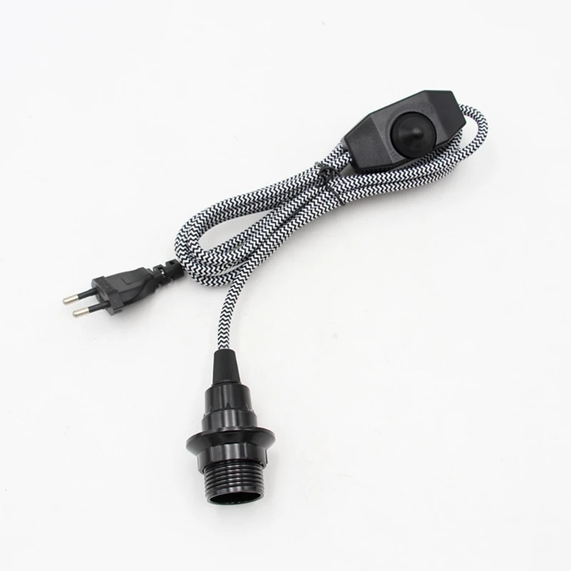 AC 220V-240V EU Power Cord Farbic Braided Cable with Dimmer Swith E14 Baklite Lamp Socket