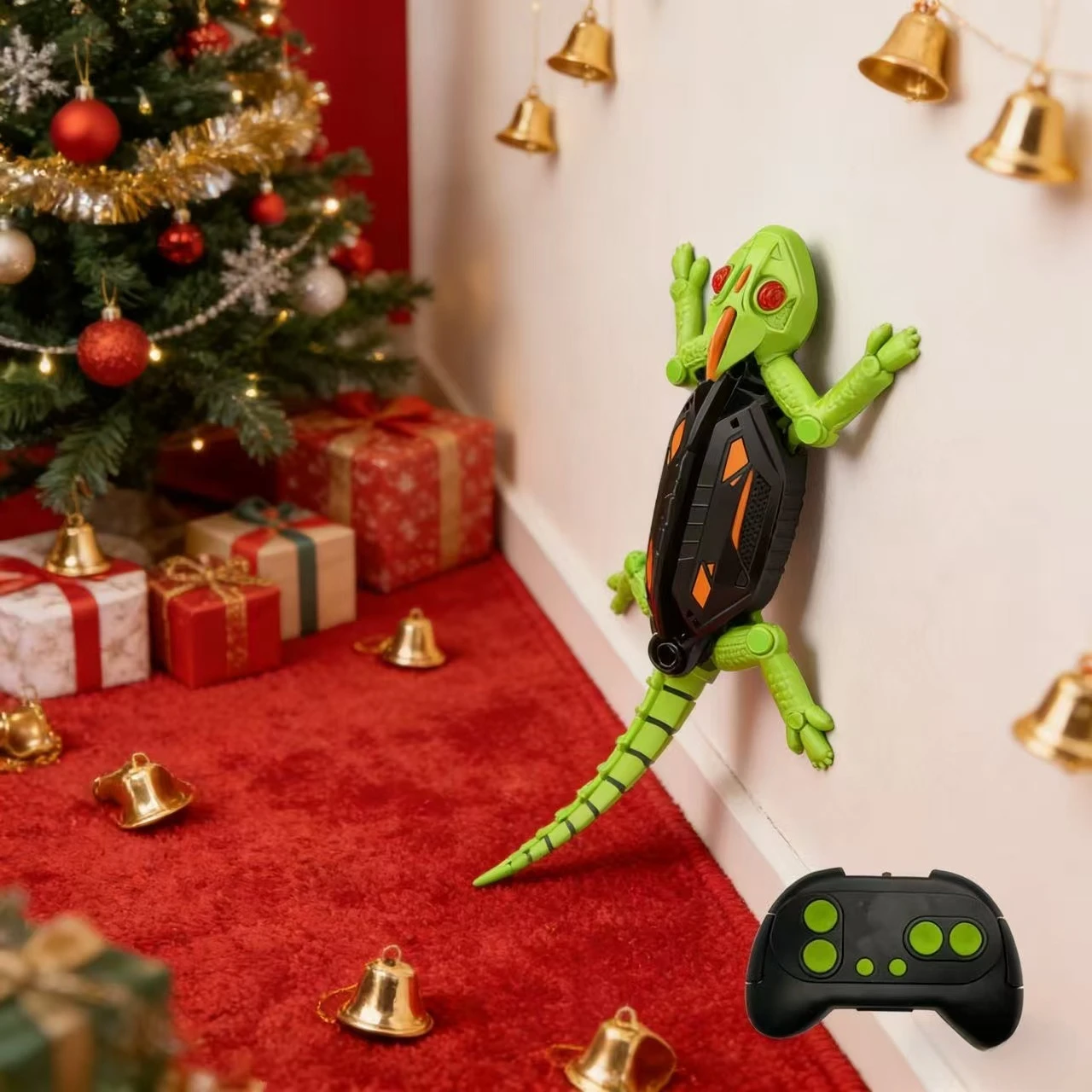 Zdalnie sterowany robot-jaszczurka wspinający się po ścianach, bioniczna konstrukcja wspinająca się po szklanych ścianach, zabawna zabawka do dekoracji świątecznych