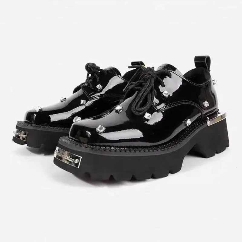 Women Loafers Crystal Platform Chunky Mary Janes Shoes 2025 Casual Sport Sandals Luxury Trend Sneakers Lace Up Woman