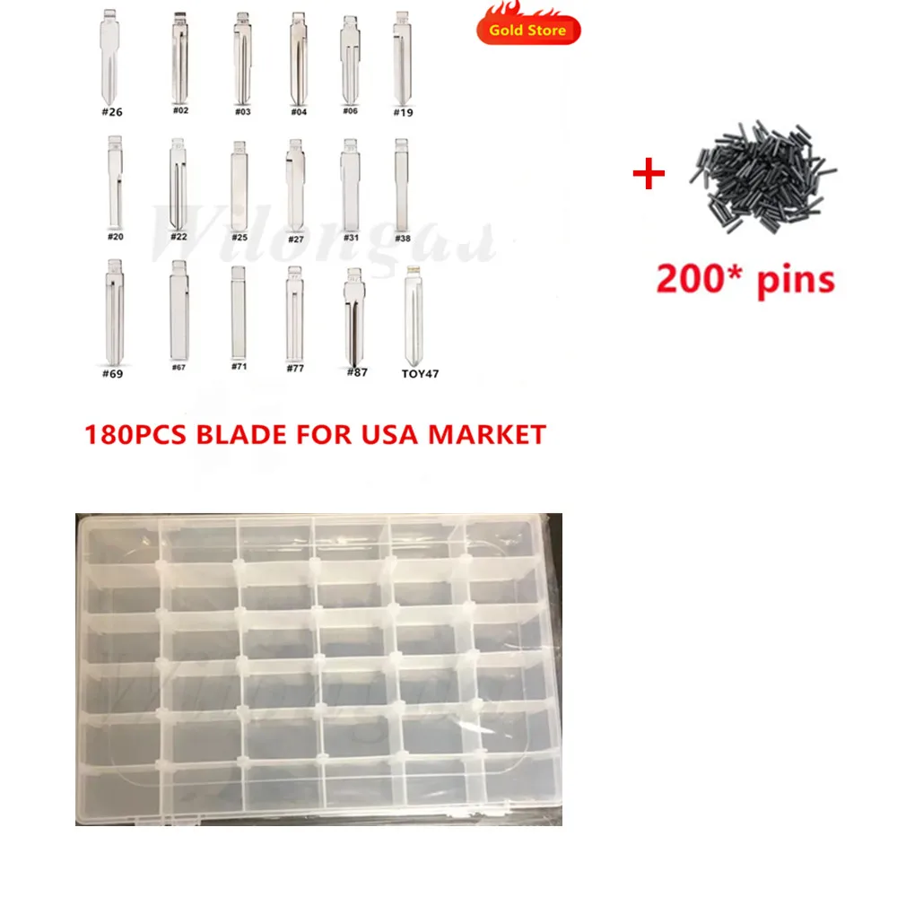 

180pcs for USA Metal Uncut Blank Flip Remote Key Blade #02/03/04/19/20/22/25/26/27/31/33/38/67/69/71/77/87 TOY47 for KD vvdi KEY