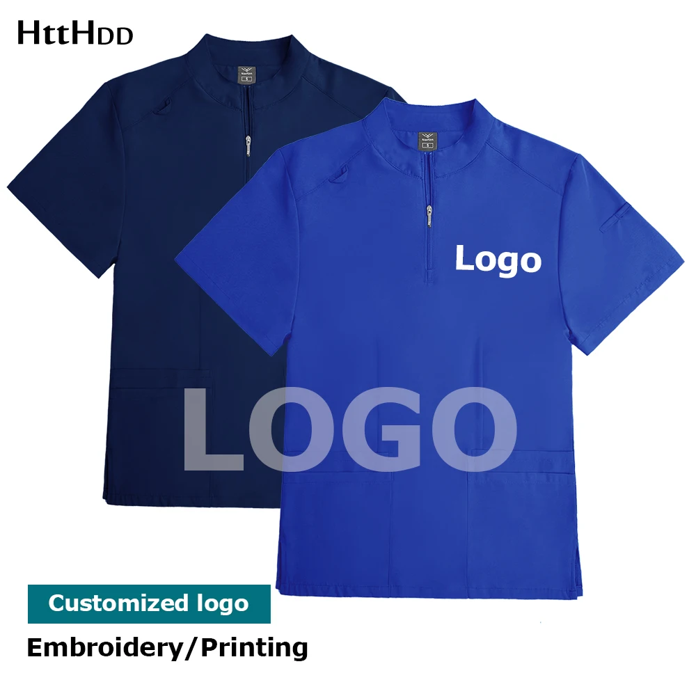

Printing or Embroidering Logos Nurse Uniform Unisex Scrub Set Healthcare Dentist Scrub Customized Logo Nurse Doctor Work Clothes