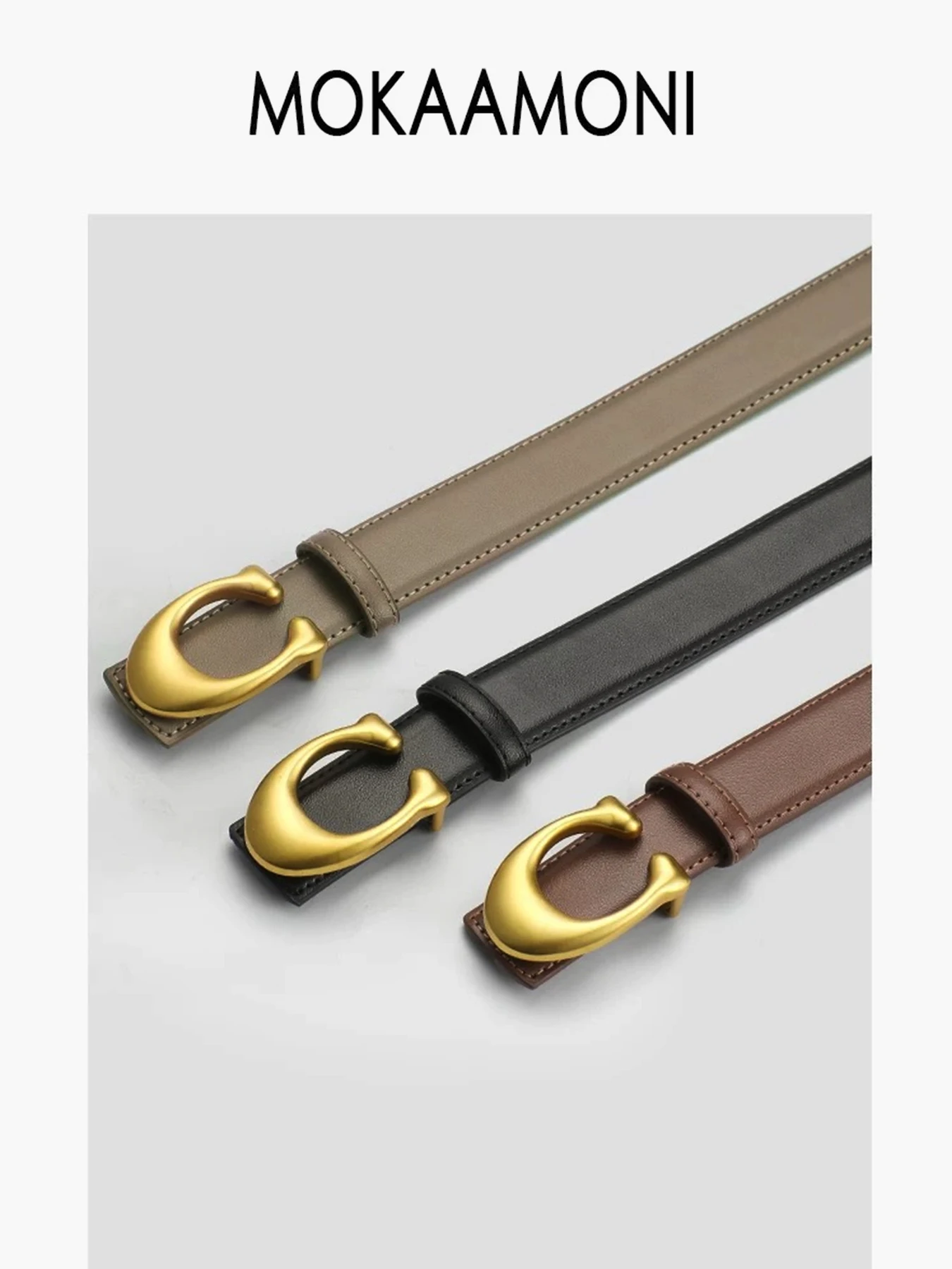 Sabuk Pinggang Wanita Elegan Minimalis dengan Gesper Huruf C untuk Jeans dan Gaun, Aksesori Fashion