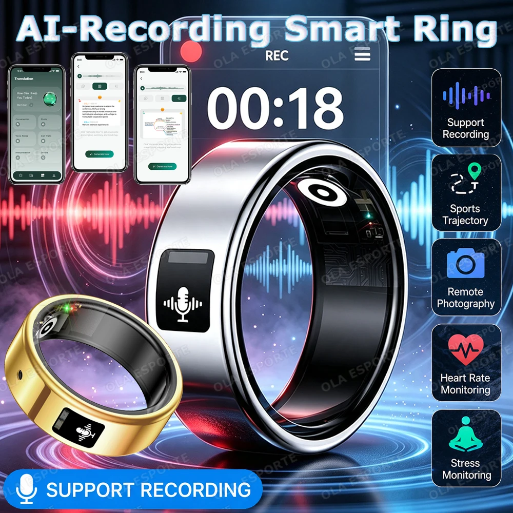 録音機能付きスマートリング-翻訳機能-リモートカメラ-心拍数-睡眠モニタリング-タッチボイスレコーダー-スポーツ-防水-スマートリング-r11c
