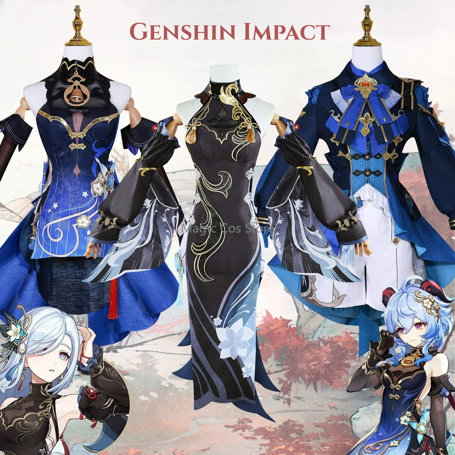

Full Set Ganyu Shenhe Xingqiu Cosplay Costume Lantern Rite New Skin Wig Shoe Outfit Twilight Blossom Bamboo Rain Frostflower Dew