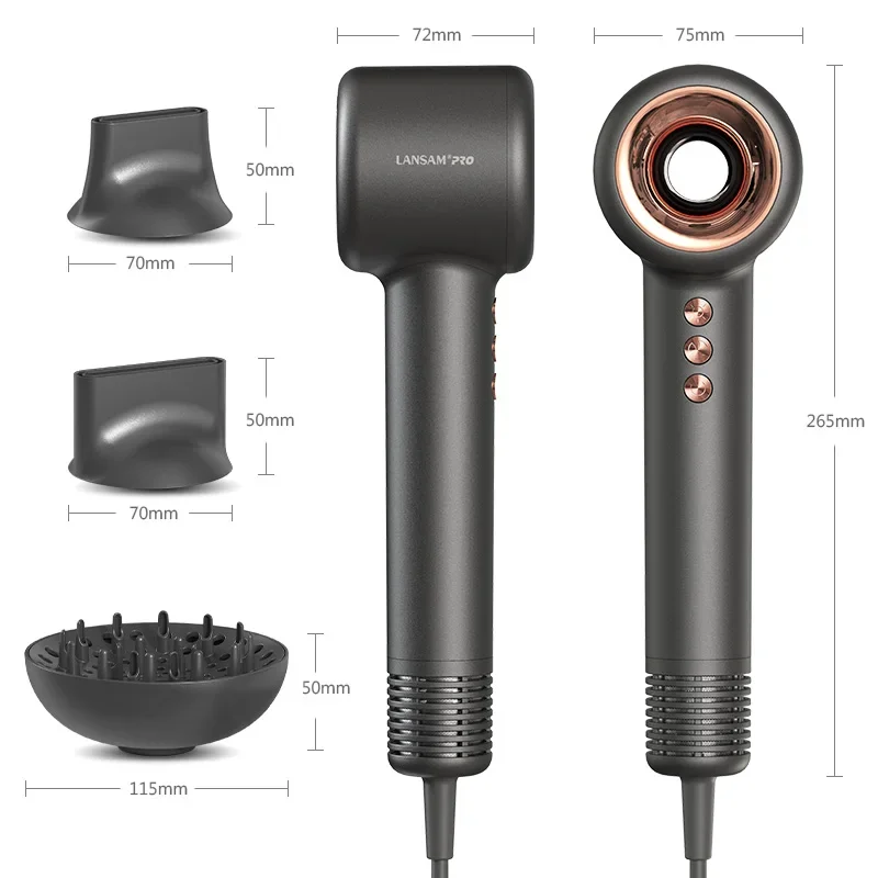 Pengering Rambut Kecepatan Tinggi 2025 Laris Manis 130000 RPM Pengering Rambut Super Salon 5 Nozzle Penata Rambut Dengan Tas Penyimpanan