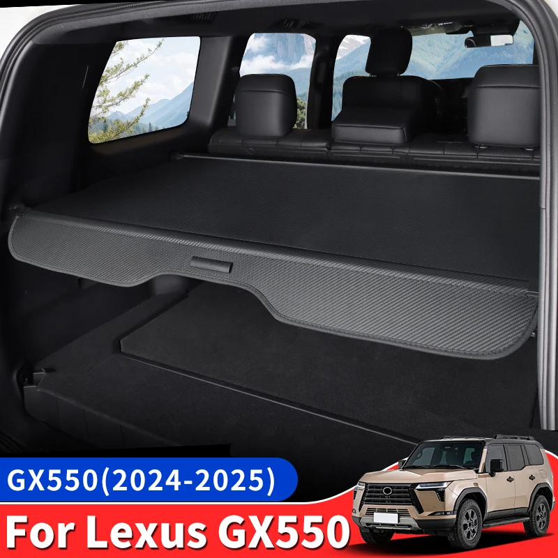 For Lexus GX550 2024 2025 Trunk Cargo Cover Curtain Retractable Partition Baffle Plate Storage Accessories gx550 Interior Tuning