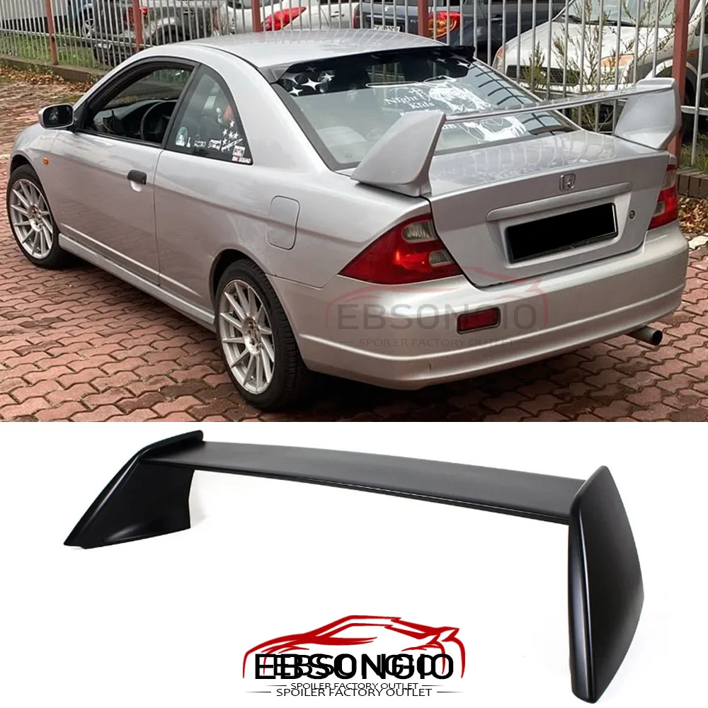 

For 2001-05 Honda Civic 7th 2-Door Coupe JDM Glossy Black Rear Trunk Spoiler Wing