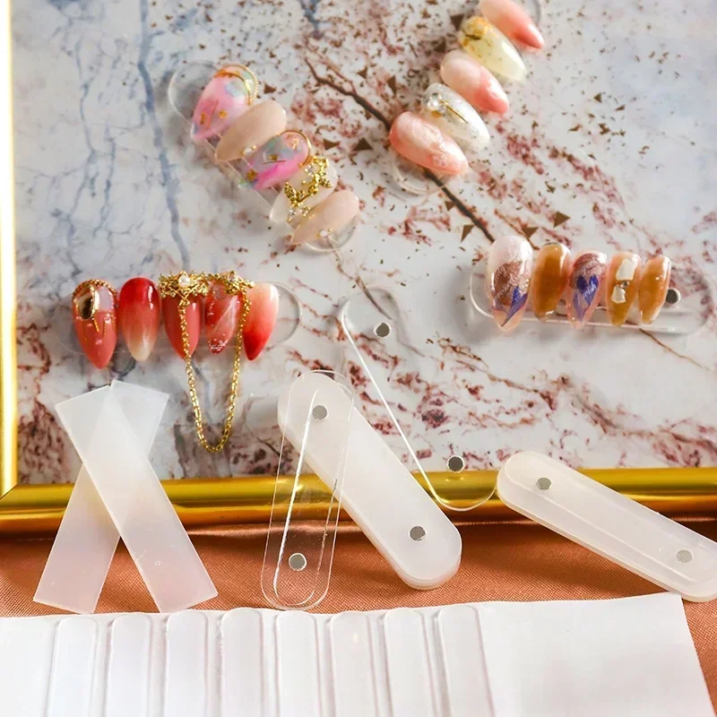 10/100 قطعة أظافر صناعية نصائح عرض موقف مع المغناطيس شفافة ممارسة الاكريليك هلام حامل طلاء الأظافر قطاع مانيكير عرض أدوات