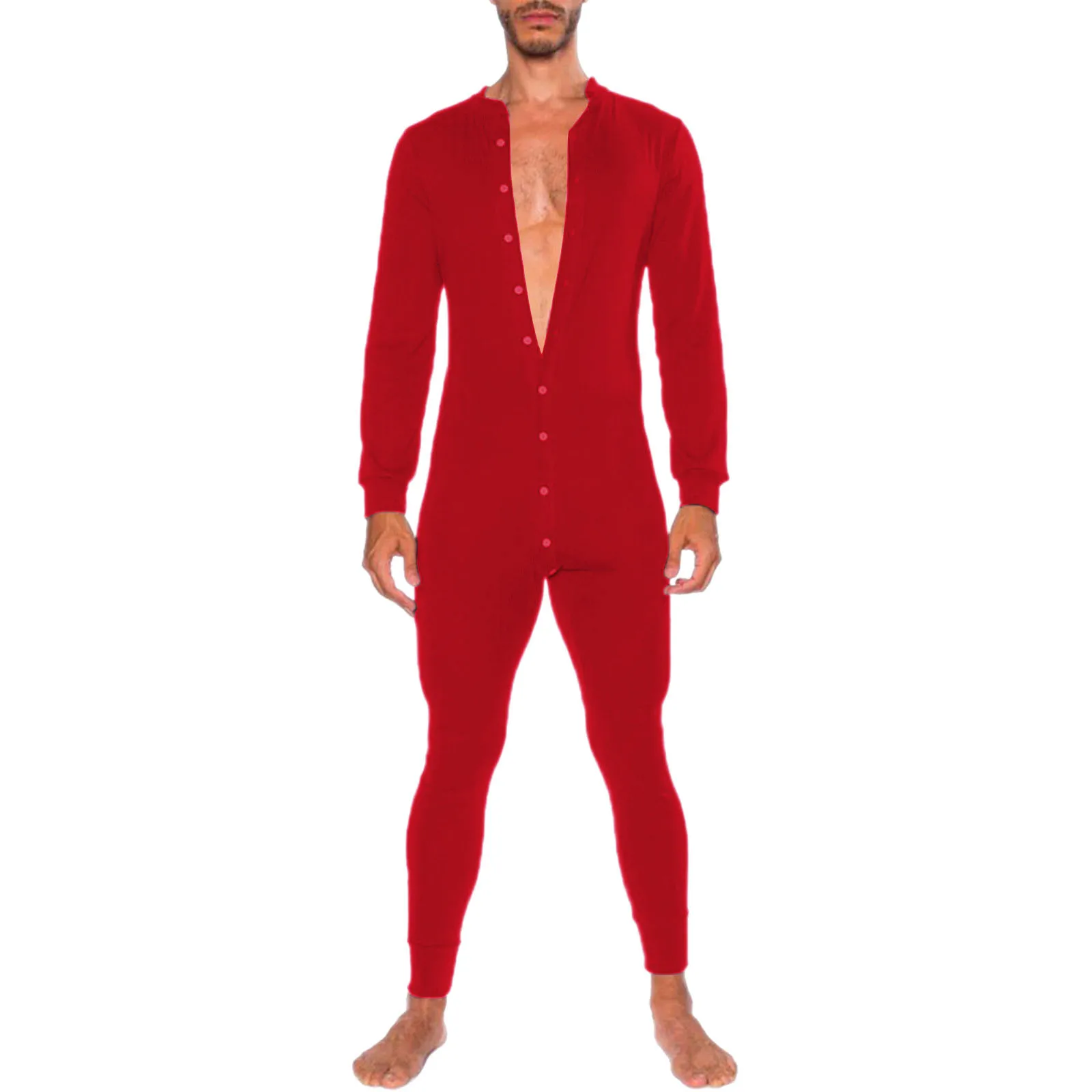 New Pajamas Jumpsuits Men 2024 Home Wear Solid Long-sleeved Comfortable Rompers Tight-fitting Casual Pajamas Sexy Pajamas Male