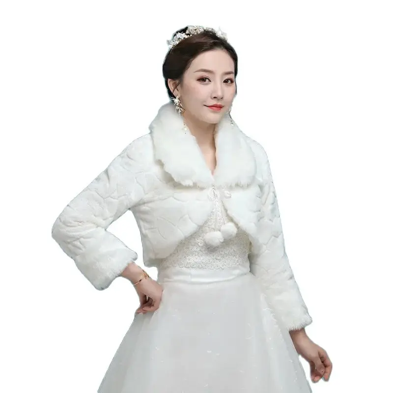 Frauen Bolero Winter warm Kunst pelz Achsel zucken elegante Langarm Cape Revers Kragen Schal Bolero Hochzeit Braut jacke Accessoires