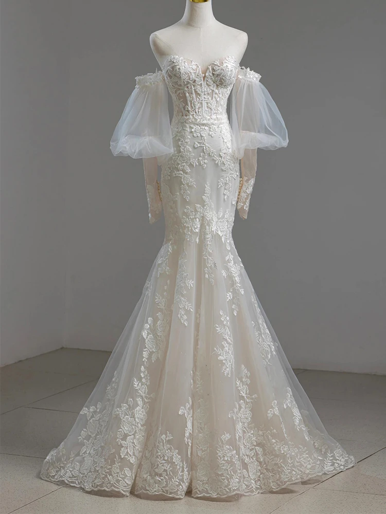 

Ele Lace Wedding Dr 2026 New Sle Sexy Fi Tail Bridal Gown mid Waist Long Skirt Svel Sweet Bridesmaid Dr