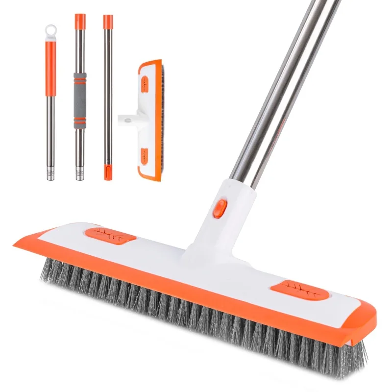 

Household Floor Brush Bathroom Cleaning Brush, Extra Large Stiff Bristle Brush for Tile, 2-in-1 Scrubber & Squeegee