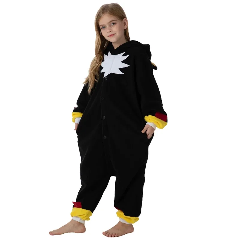 2025 Anime costume Per Bambini Riccio Nero Cosplay Kigurumi Costume Per Bambini Animale Onesies Pigiama Ragazze Halloween Carnevale Ragazzo Par