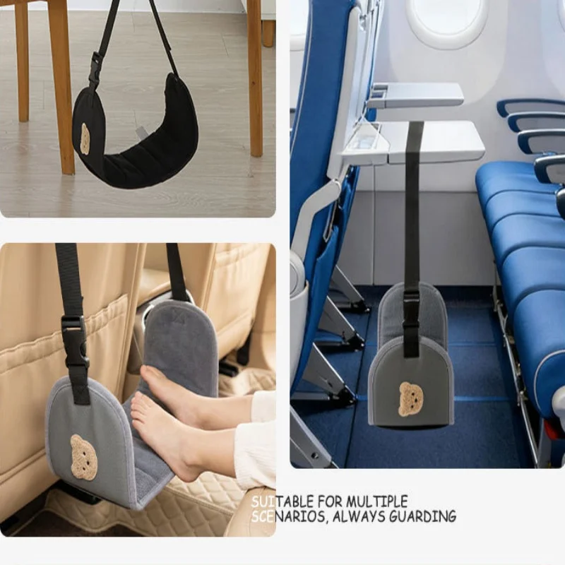 Portable Travel Essentials Car Seat Foot Hammock Adjustable Thicken Children Long-distance Flights Foot Rest Supportive Pad