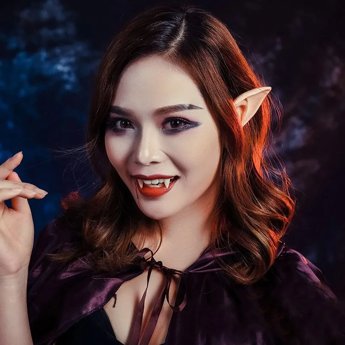 Cosplay-Requisiten Elfenohren Vampirzähne Weiche Latex-Feenohren Anime-Partyzubehör Maskerade-Dekoration Geheimnisvolle Pixie-Verkleidung – Detail 2