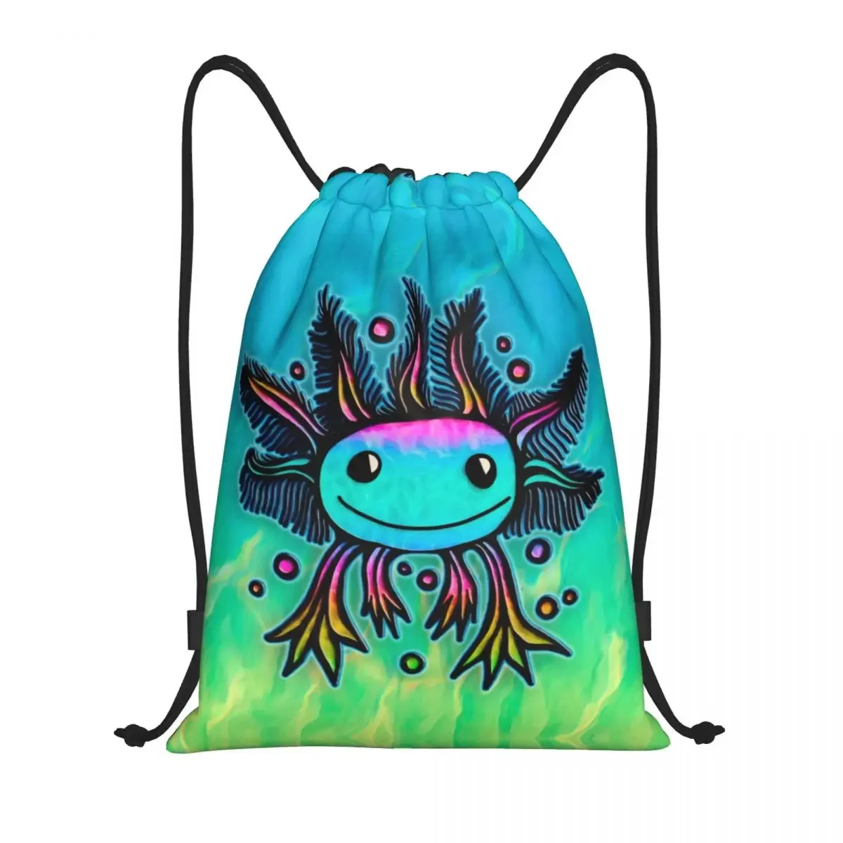 Custom Kawaii Exotische Axolotl Drawstring Tas Vrouwen Heren Lichtgewicht Salamander Dier Sport Gym Opslag Rugzak