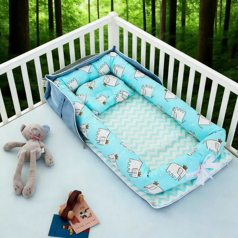 

2026 New Foldable Washable Baby Bassinet Bedside Crib with Removable Cover for Infant Co Sleeping