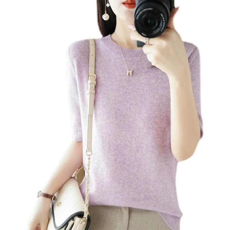 ربيع وصيف جديد جولة Ne Camere ort Sve 00 رداء علوي من الصوف المرأة فضفاضة الكورية Sle f Sve محبوك قاعدة irt T...