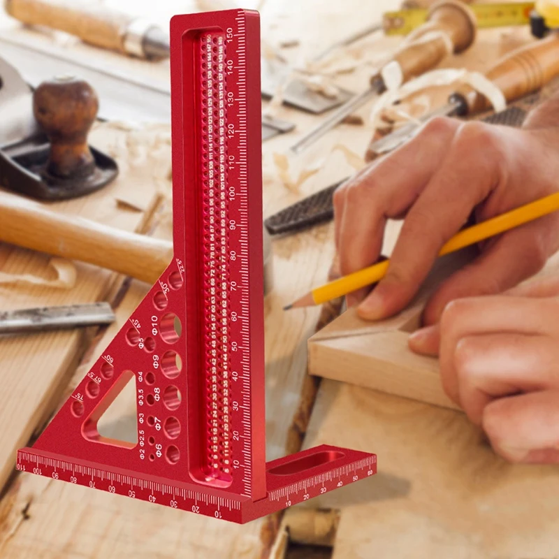 A10G-Extended 3D Multi-Angle Measuring Ruler Woodworking Square Protractor W/Dowel Pin,Miter Triangler Layout Measuring Tool