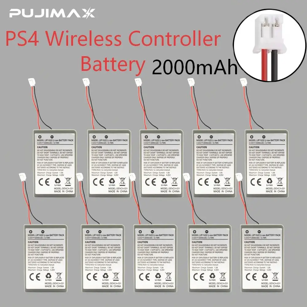 

PUJIMAX For SONY PS4 slim LIP1522 Dualshock 4 V1 V2 Wireless Controller Playstation GamePad 2000mAh Replace Battery
