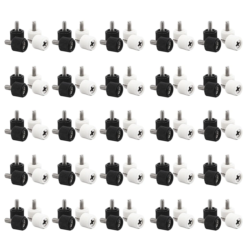 

2025 New 100PCS Handle Screws Black White Screw Cross Recessed Screw Desktop Computer Case Side Panel Screws 6 -32