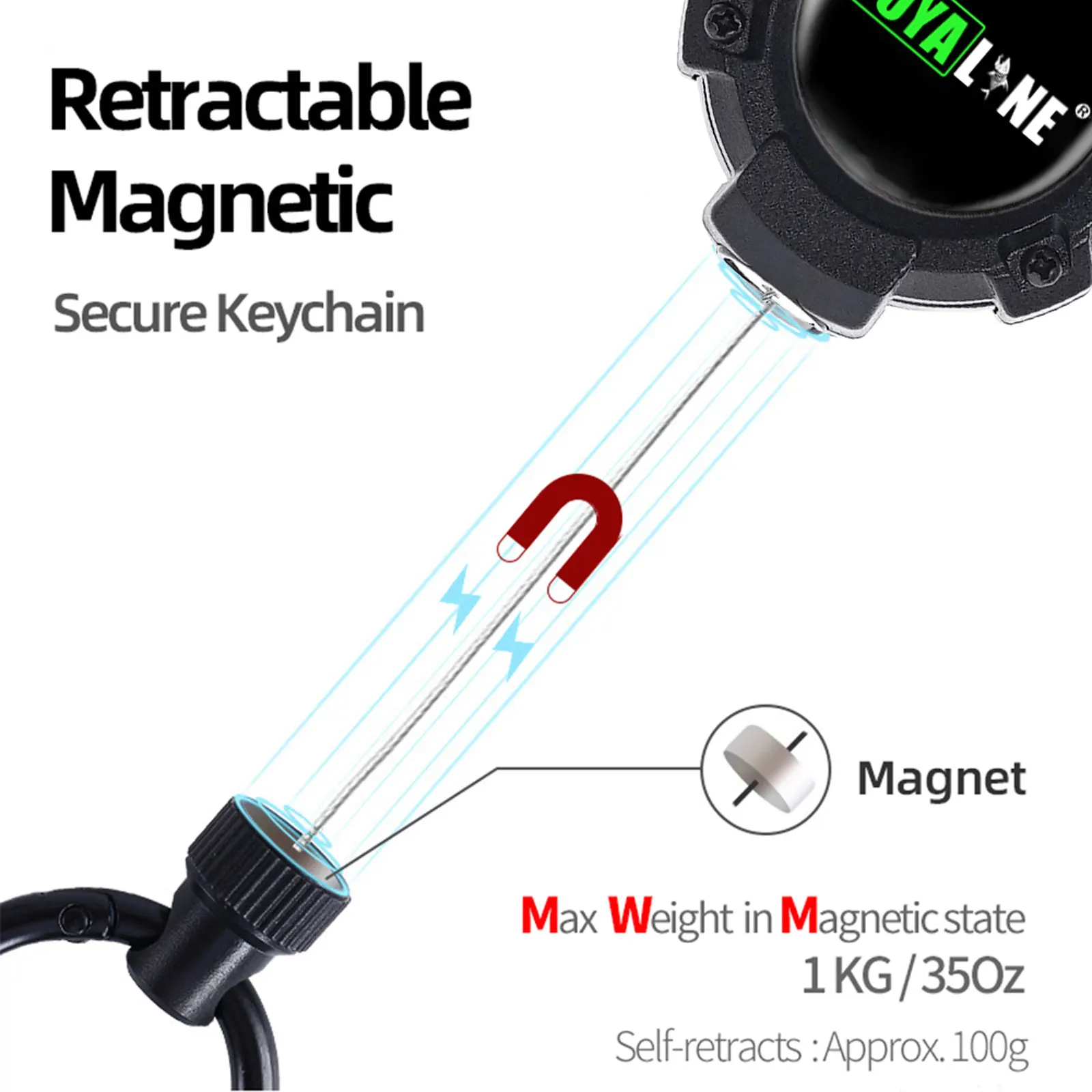 New Magnetic Keychain Badge Holder Telescopic Aluminum Alloy Body Strong Magnet Retractable Hook Tool Chain Key Holder Tactical