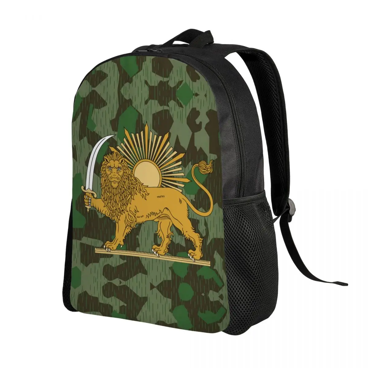 Emblem Of Iran Lion And Sun Flag Travel Backpack Men Women School Computer Bookbag College Student Daypack Bags