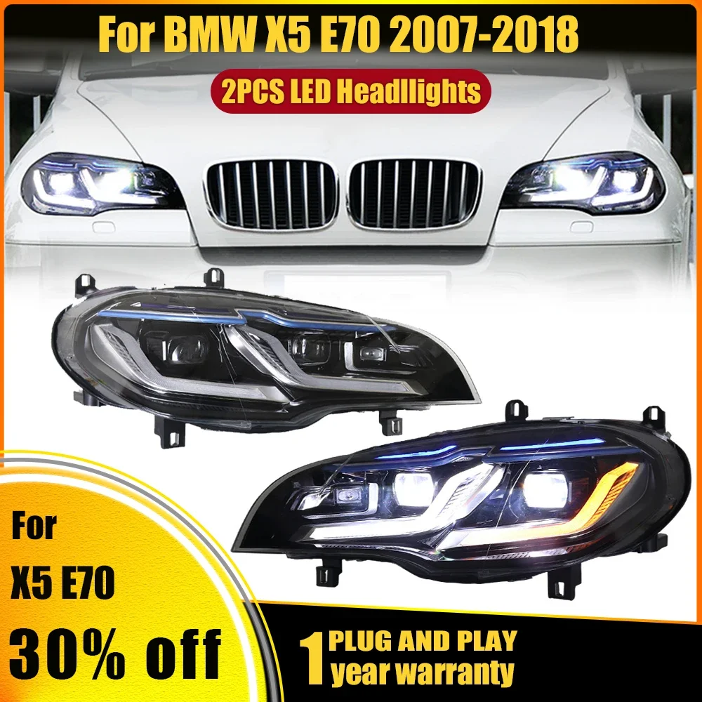 2PCS Headlights For BMW X5 E70 LED Headlights 2007-2013 Head Lamps Car Styling DRL Signal Projector Lens Automotive Accessories