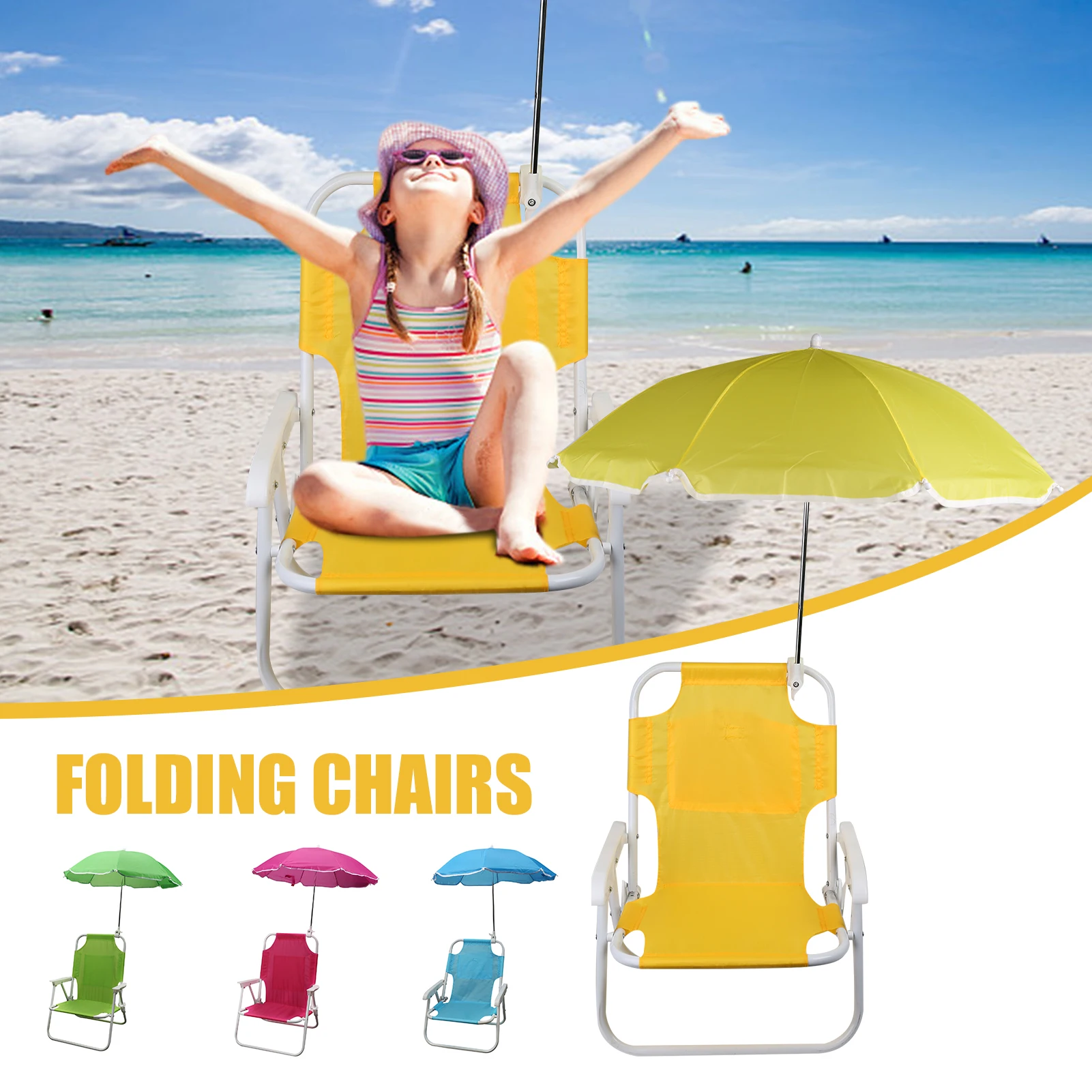 Beach Chairs and Umbrellas Outdoor Beach Folding Multifunctional Portable Deck Chairs for Children