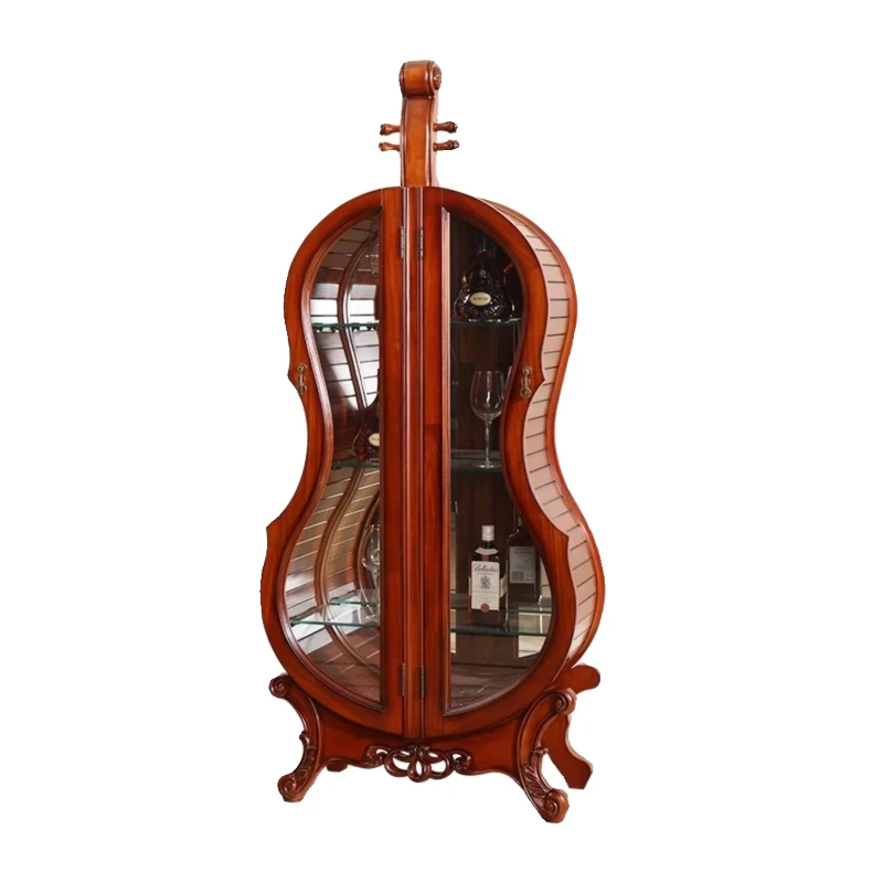 

Solid wood wine cabinet creative cello living room decorative locker