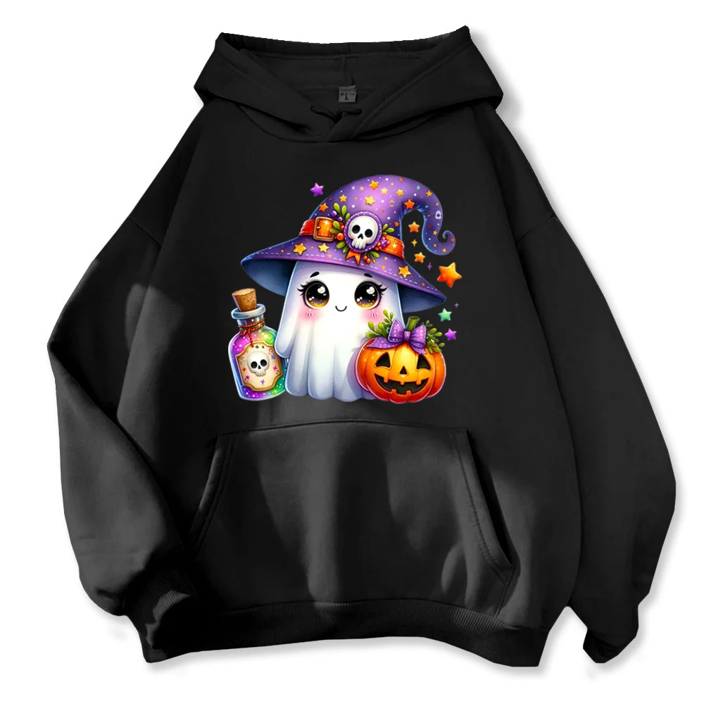 Unique Halloween Style Pullover - with Starry Ghost, Witchy Brew & Festive Pumpkin Hoodies Unisex Autumn Streetwear Tops