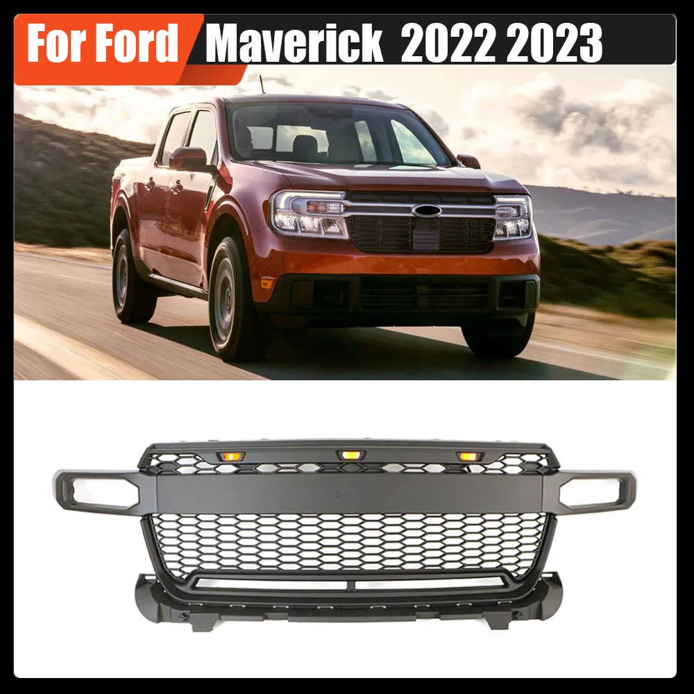 

4x4 Off Road Auto Exterior Parts ABS Car Front Grille With Light Bar Fit Upper Grille Racing Grill For Ford Maverick 2022 2023
