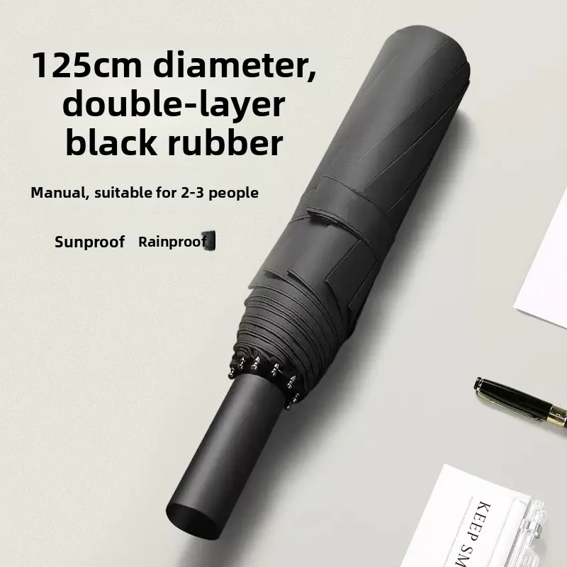 

Extra Large Double Layer Thickened Black Glue Sunscreen Umbrella for Women Men Rain And Sun Umbrella Three Fold Aluminum Allo...