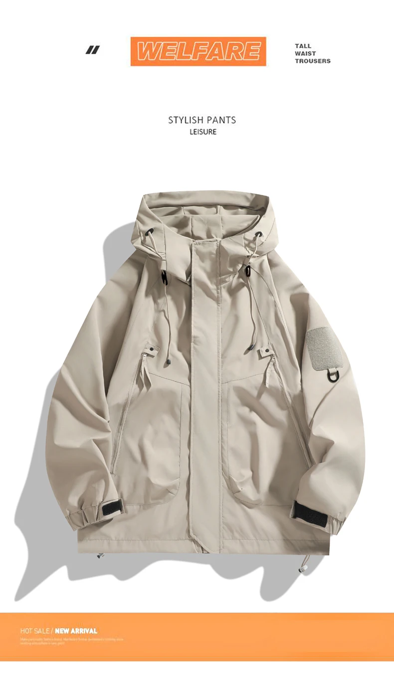 Herbst Outdoor Windbreaker Unisex Wanderjacken mit Kapuze Wasserdichte Trekkingjacke Frühling Camping Dünne Trekkingjacke für Männer und Frauen – Detail 1