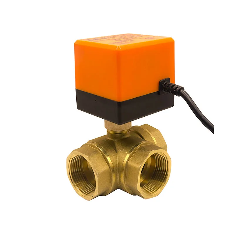 1-1/4'' Three Way T Type Motorized Ball Valve 220V 12V 24V Brass Electric Ball Valve